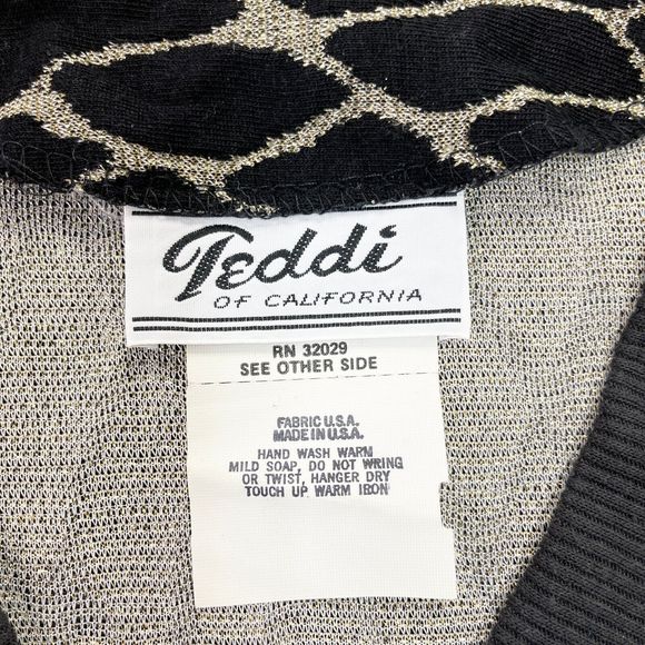 VTG 80s Teddi of California Knit Top Women L/XL Animal Print Grunge Retro Jungle - Picture 4 of 8